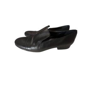 Franco Sarto Womens Black Leather Loafers Slip-On Flats Size 7.5